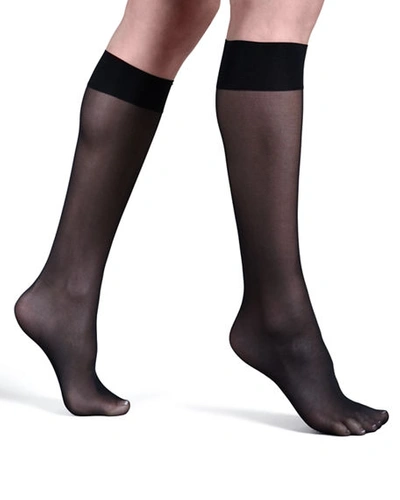 Shop Wolford Satin Touch Knee-highs In Black