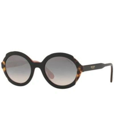 Shop Prada Sunglasses, Pr 17us 53 In Top Black Pink/medium Havana / Pink Grad Violet Mirror Silver