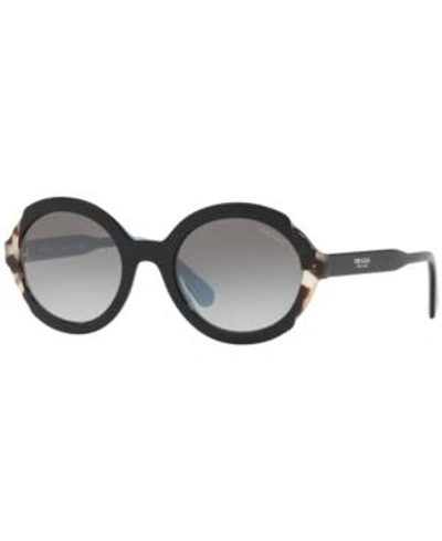 Shop Prada Sunglasses, Pr 17us 53 In Top Black Azure/spotted Brown / Grey Gradient