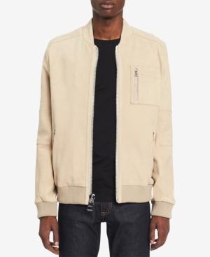 calvin klein men's leather bomber jacket