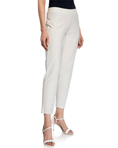 Shop Eileen Fisher Plus Size Washable Stretch-crepe Slim Ankle Pants In Bone