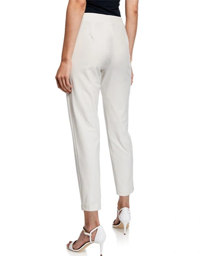 Shop Eileen Fisher Plus Size Washable Stretch-crepe Slim Ankle Pants In Bone