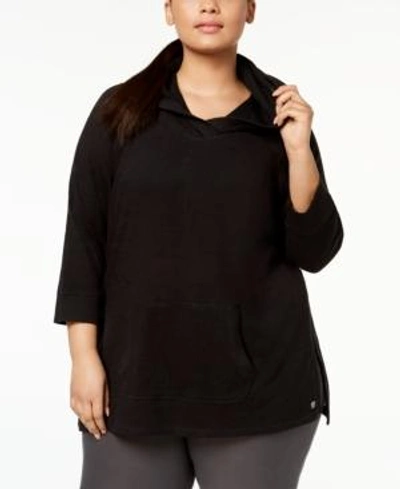 Shop Calvin Klein Performance Plus Size Micro-stripe Hoodie In Black
