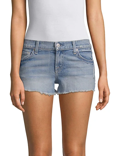 Shop 7 For All Mankind Denim Cut-off Shorts In Blue