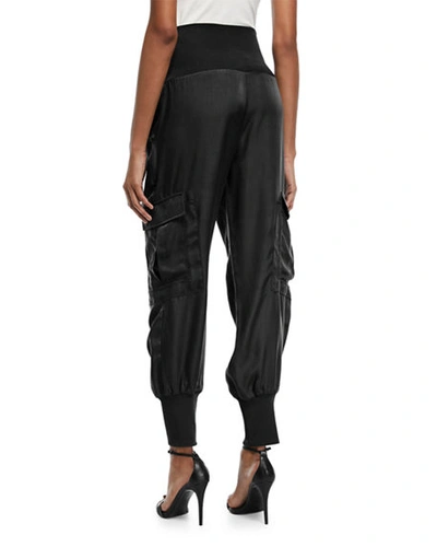 Shop Cinq À Sept Tous Les Jours Giles Satin Jogger Pants In Black