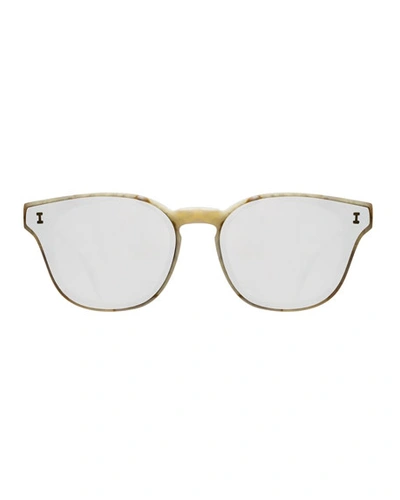 Shop Illesteva Rectangle Lenses-over-frame Sunglasses In Beige