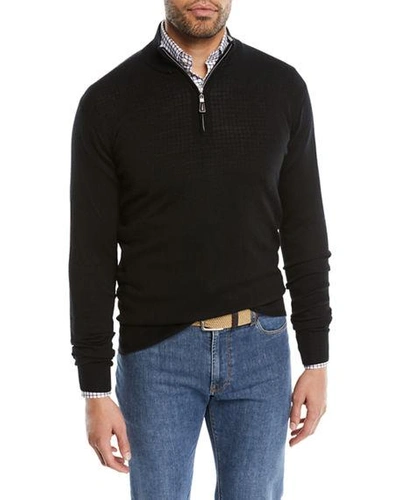 Shop Peter Millar Men's Crown Soft Half-zip Sweater In Black