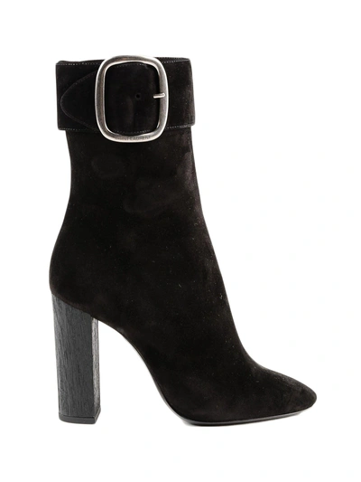 Shop Saint Laurent Belted Ankle Boots In Nero