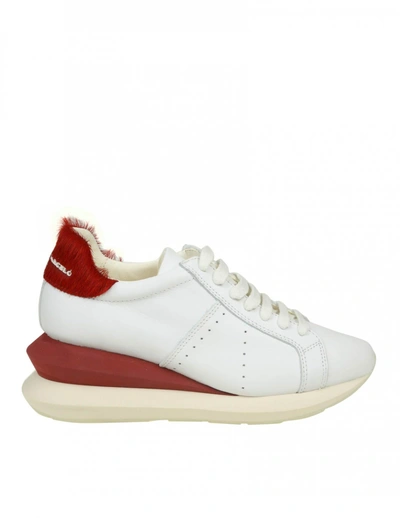 Shop Manuel Barcelò Manuel Barcelo' Sneakers Shoe In White Leather In White/red