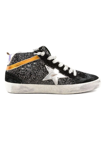 Shop Golden Goose Mid Star Glitter Sneakers In Black