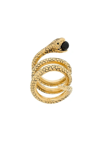 Shop Saint Laurent Snake Ring - Metallic