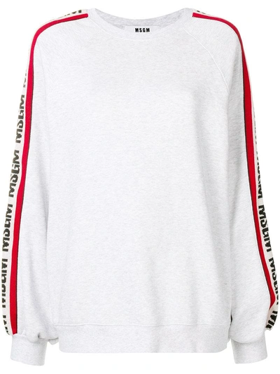 Shop Msgm Pullover Mit Logo In Grey