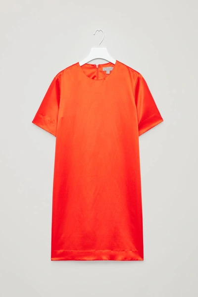 Shop Cos Short Silk-blend Dress In Orange