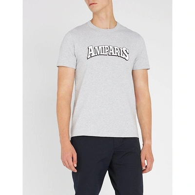 Shop Ami Alexandre Mattiussi Logo-print Cotton-jersey T-shirt In Heather Grey/055