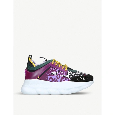 Shop Versace Chain Reaction Contrast-panel Trainers In Viola