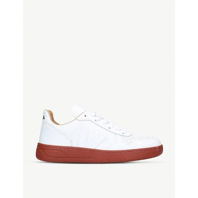 Shop Veja V-10 Leather Trainers In White/oth