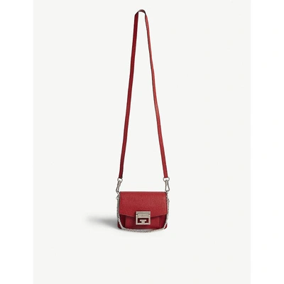 Shop Givenchy Bright Red Gv3 Leather Mini Cross Body Bag