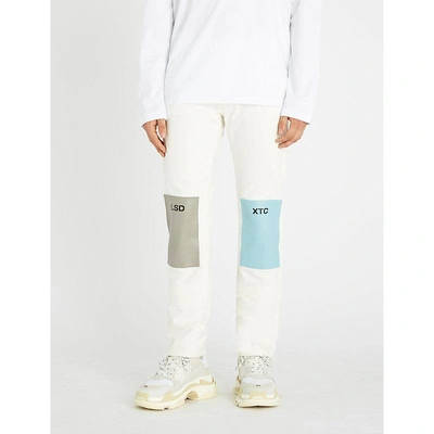 Shop Raf Simons Patchwork Relaxed-fit Jeans In Cream Grey