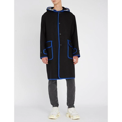 Shop Givenchy Contrast-piped Wool Coat In Black