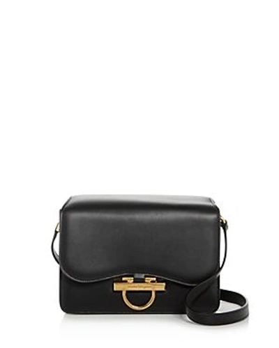 Shop Ferragamo Medium Classic Flap Shoulder Bag In Nero Black/gold