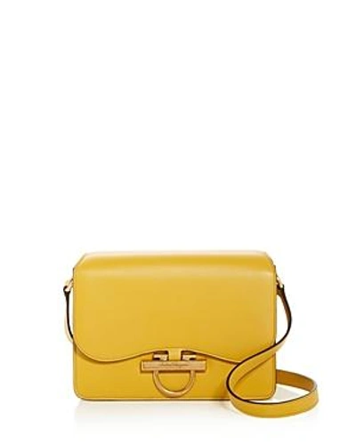 Shop Ferragamo Medium Classic Flap Shoulder Bag In Medallion Yellow/gold
