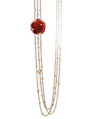 Shop Pasquale Bruni 18k Rose Gold Bon Ton Diamond & Carnelian Multi Strand Necklace, 39.5 In Red/rose Gold