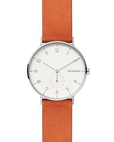 Shop Skagen Aaren Watch, 40mm In White/orange