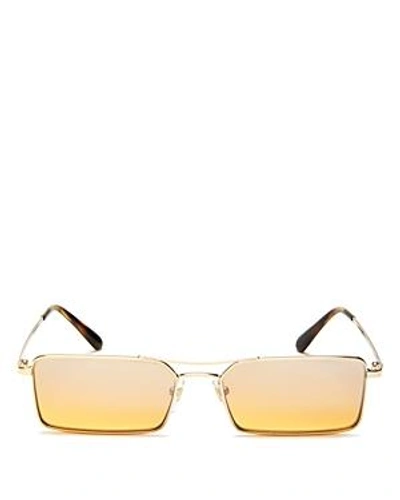 Shop Vogue Eyewear Gigi Hadid For Vogue Mirrored Slim Rectangular Sunglasses, 55mm In Pale Gold/orange Silver