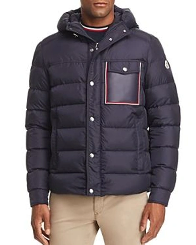 Moncler Men's Prevot Hooded Puffer Jacket With Pocket In Blue | ModeSens