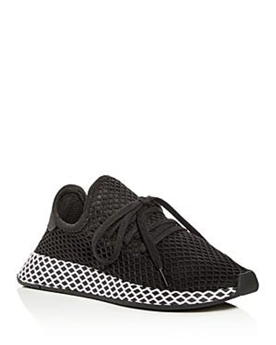 Shop Adidas Originals Women's Deerupt Net Lace Up Sneakers In Core Black/clear Lilac