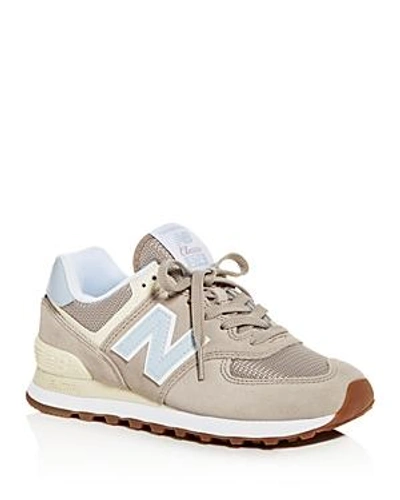 Shop New Balance Women's Classic 574 Summer Dusk Nubuck Leather Lace Up Sneakers In Flat White