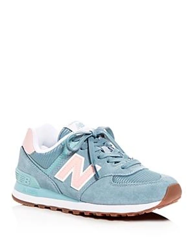 New Balance Women's Classic 574 Summer Dusk Nubuck Leather Lace Up Trainers  In Smoke Blue | ModeSens