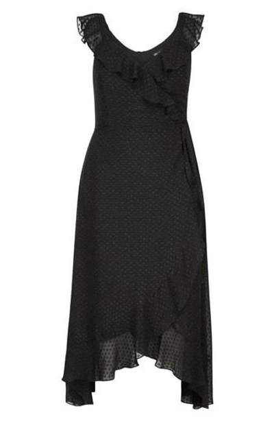 Shop City Chic Dot Fil Coupe Ruffle Maxi Dress In Black