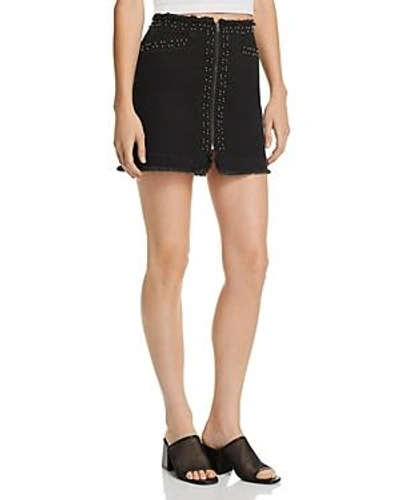 Shop Pistola Beaded Frayed Denim Skirt - 100% Exclusive In Charcoal