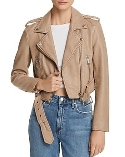 Shop Pistola Tracy Cropped Faux Leather Moto Jacket In Latte