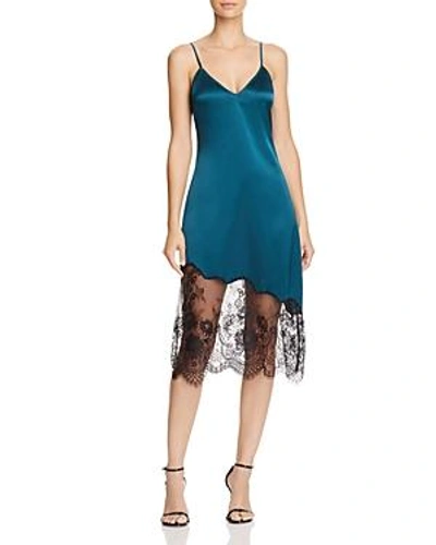 Shop Cami Nyc Selena Lace-inset Silk Slip Dress In Peacock
