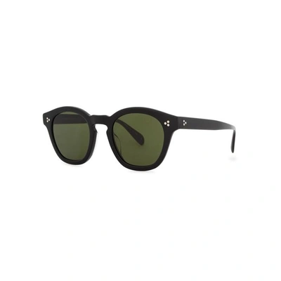 Shop Oliver Peoples Boudreau Black Round-frame Sunglasses