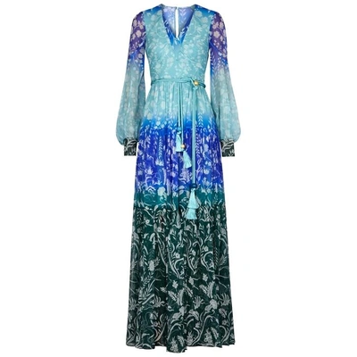 Shop Peter Pilotto Green And Blue Tonal Silk Dress