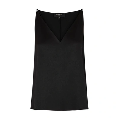 Shop Paule Ka Black Satin Top