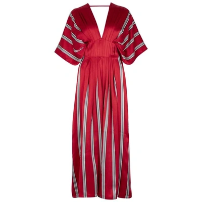 Shop Roksanda Mihara Striped Silk Gown In Red