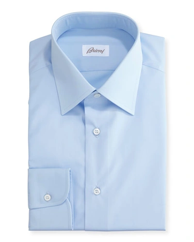 Shop Brioni Wardrobe Essential Solid Dress Shirt, Blue