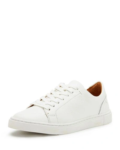 Shop Frye Ivy Tumbled Leather Lace-up Low-top Sneakers In White