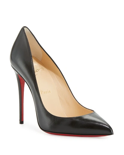 Shop Christian Louboutin Pigalle Follies Leather 100mm Red Sole High-heel Pumps, Black