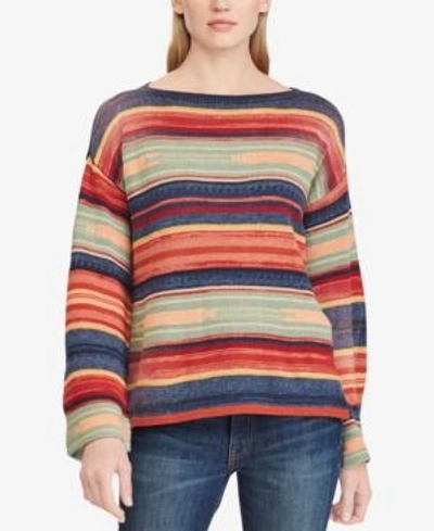 Shop Polo Ralph Lauren Striped Sweater In Red/indigo