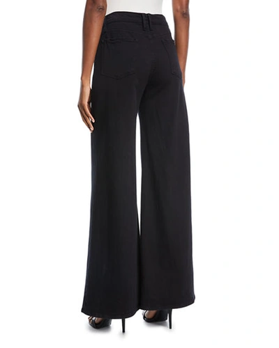 Shop Frame Le Palazzo High-rise Wide-leg Pants In Black