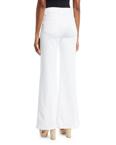 Shop Frame Le Palazzo High-rise Wide-leg Pants In White