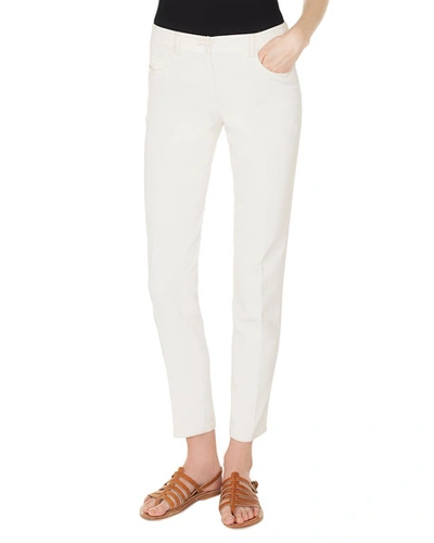 Shop Akris Slim-leg Cotton-stretch Pants In White