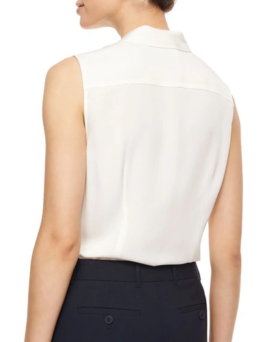 Shop Theory Tanelis Sleeveless Silk Blouse In Ivory