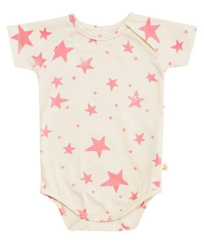 Shop Noe & Zoe Short Sleeved Star Print Bodysuit 0-18 Months In Pink