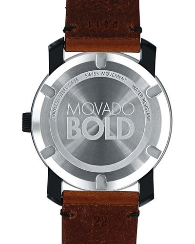 Shop Movado Men's 42mm Large Bold Tr90 Watch With Leather Strap In Brown